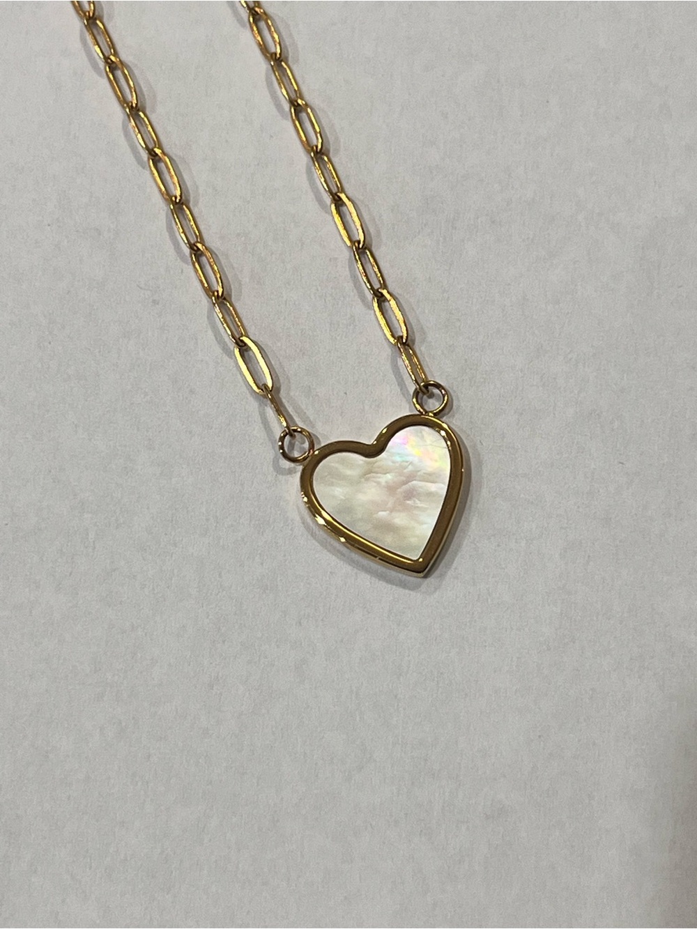Gold Heart Mother-of-Pearl Necklace - Women Jewelry